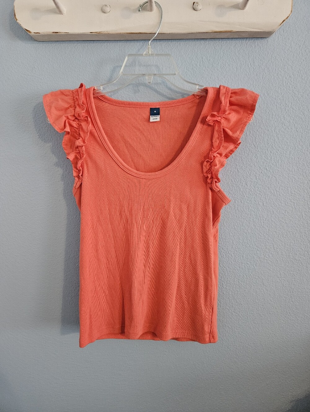 Old Navy Coral Ruffle Sleeve Scoop Neck Tank